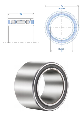 GMN FPD 400 series clutch below two drawings representing the width and diameter of the clutch.