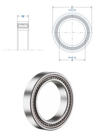 GMN FR 400 series clutch below two drawings representing the width and diameter of the clutch.