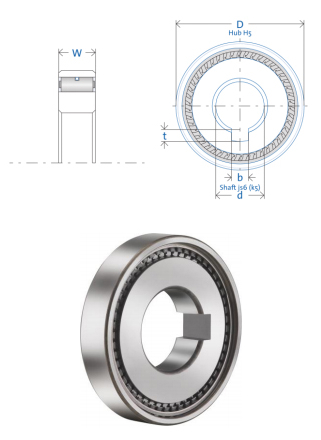 GMN FRN 400 series clutch below two drawings representing the width and diameter of the clutch.