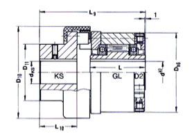 GMN's VGL series roller ramp clutch dimension drawing.