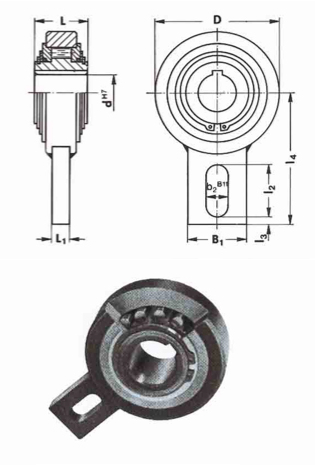 GMN's VGV series roller ramp clutch below two drawings of the clutch's dimensions.